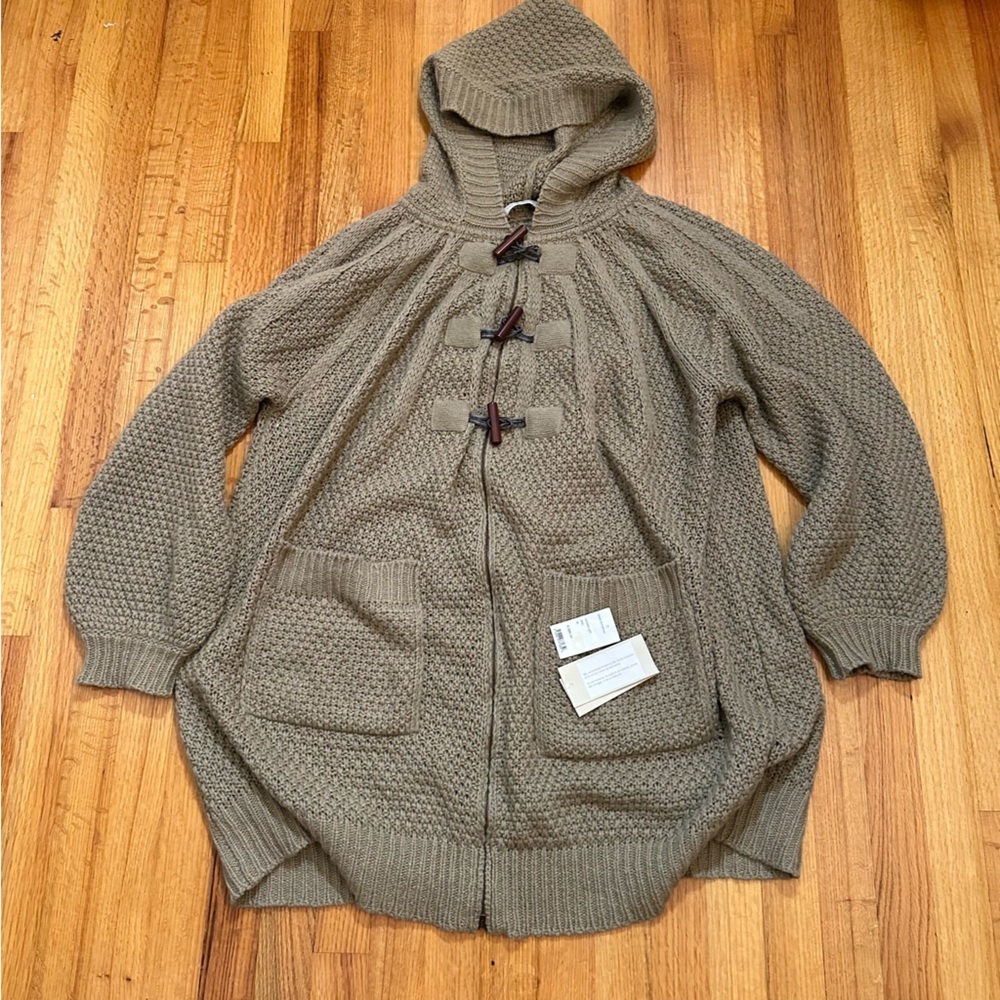 STELLA MACCARTNEY Tan Hooded Cardigan Size 42 US 6
